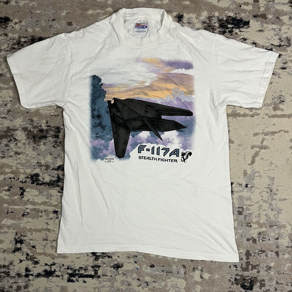 Vintage Hanes Beefy F-117A Stealth Fighter Sophos Glendale A225 Sz M T-shirt 90s